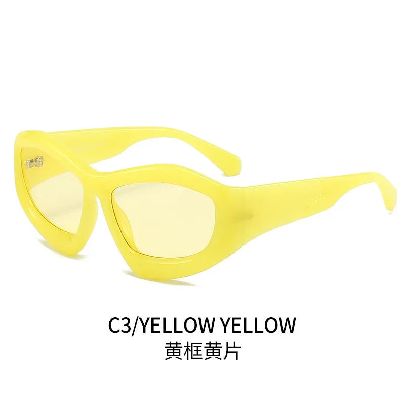 Concave shape bubble lens sunglasses with UV protection in multiple frame colours for outdoor activities
