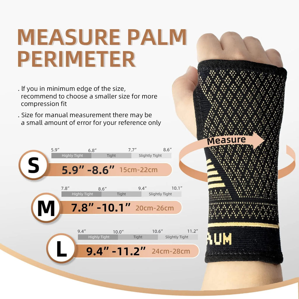 Men's Black Gold copper fibre cycling gloves with wrist protection