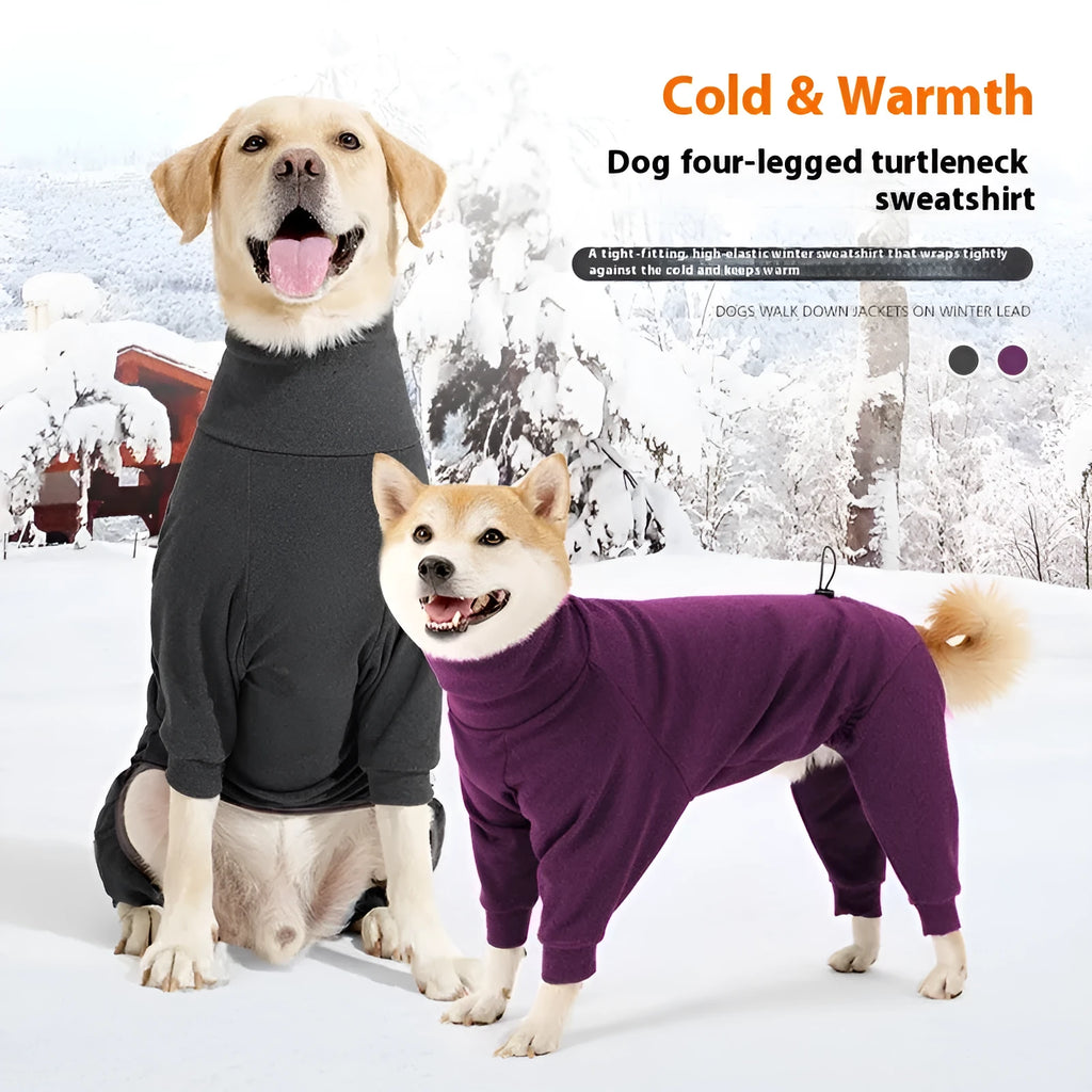 High collar polar fleece dog clothes in dark grey or wine red for cold weather protection