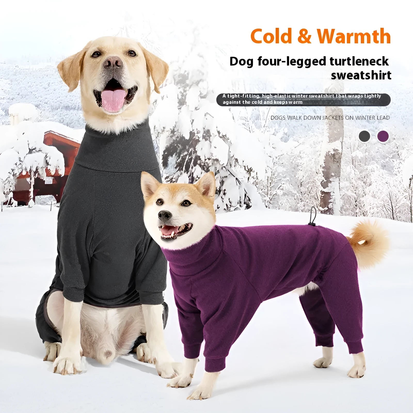 High collar polar fleece dog clothes in dark grey or wine red for cold weather protection