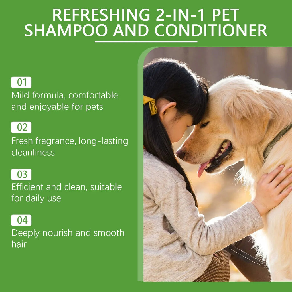 100ml bottle of 2-in-1 pet shampoo and shower gel with watermelon and coconut extract.