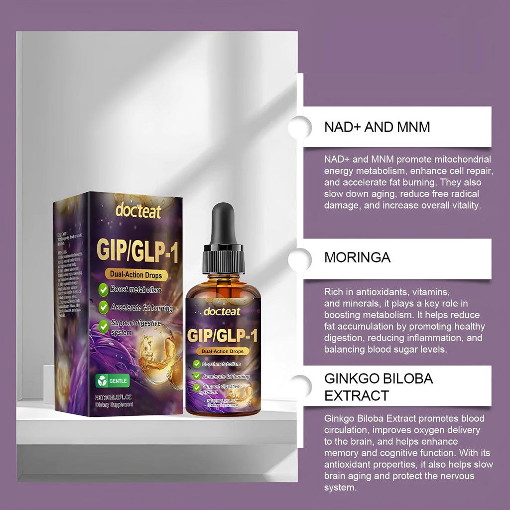 60ml bottle of balance relief supplement drops with a separate dropper on a white background.
