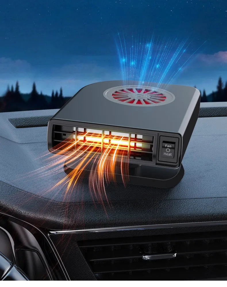 Black ABS vehicle-mounted heater for car defrosting and defogging.