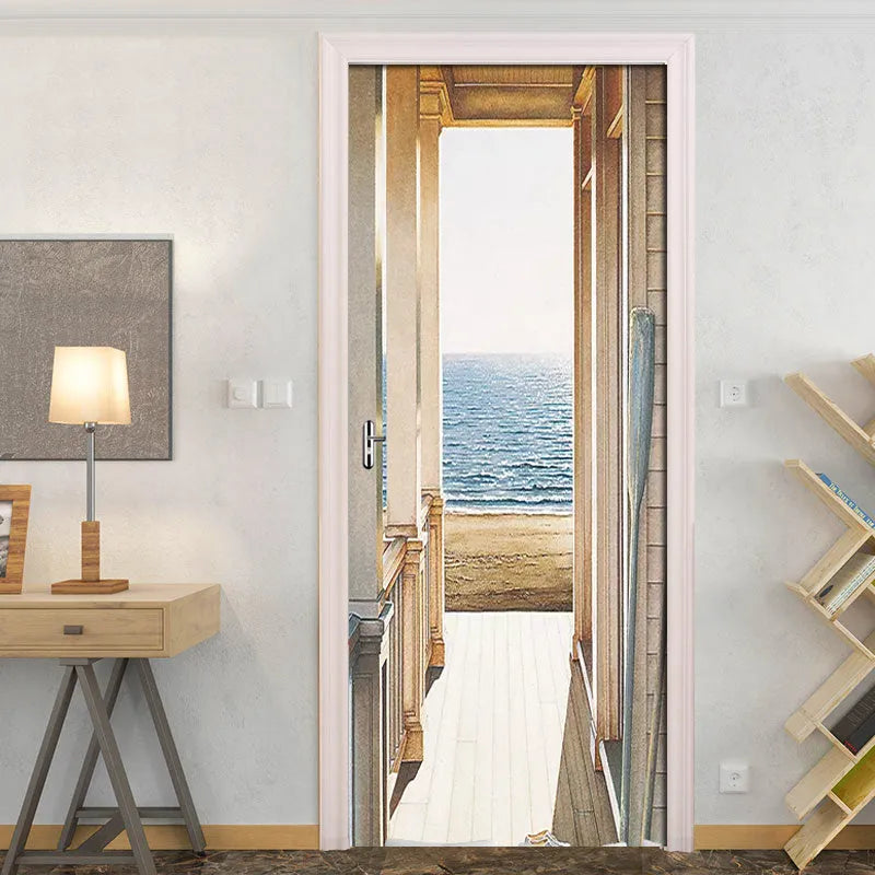 3D wall mural PVC self-adhesive door sticker 77x200cm American landscape pattern for home decor