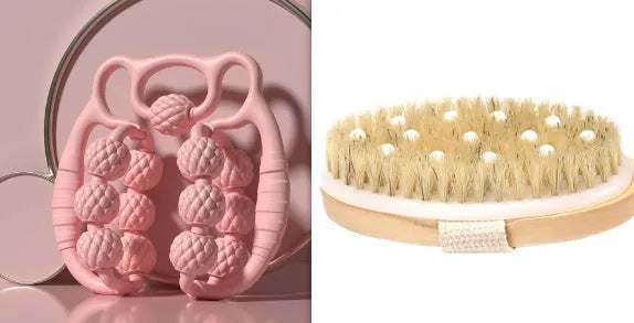 Bear double row ring clip leg massager with 10 three-rounds massage heads in autumn cherry pink colour