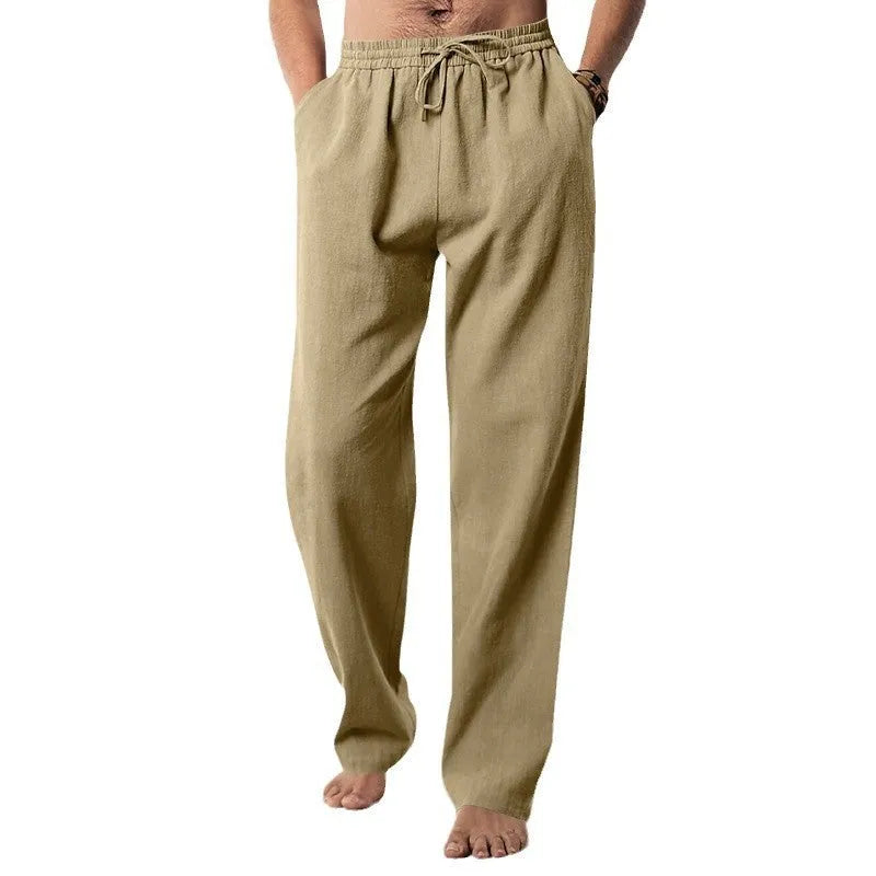 Men's breathable high-waist loose track sweatpants in solid colour polyester fabric