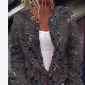 Women's loose fit cardigan coat with 3D digital printing pattern in polyester fabric