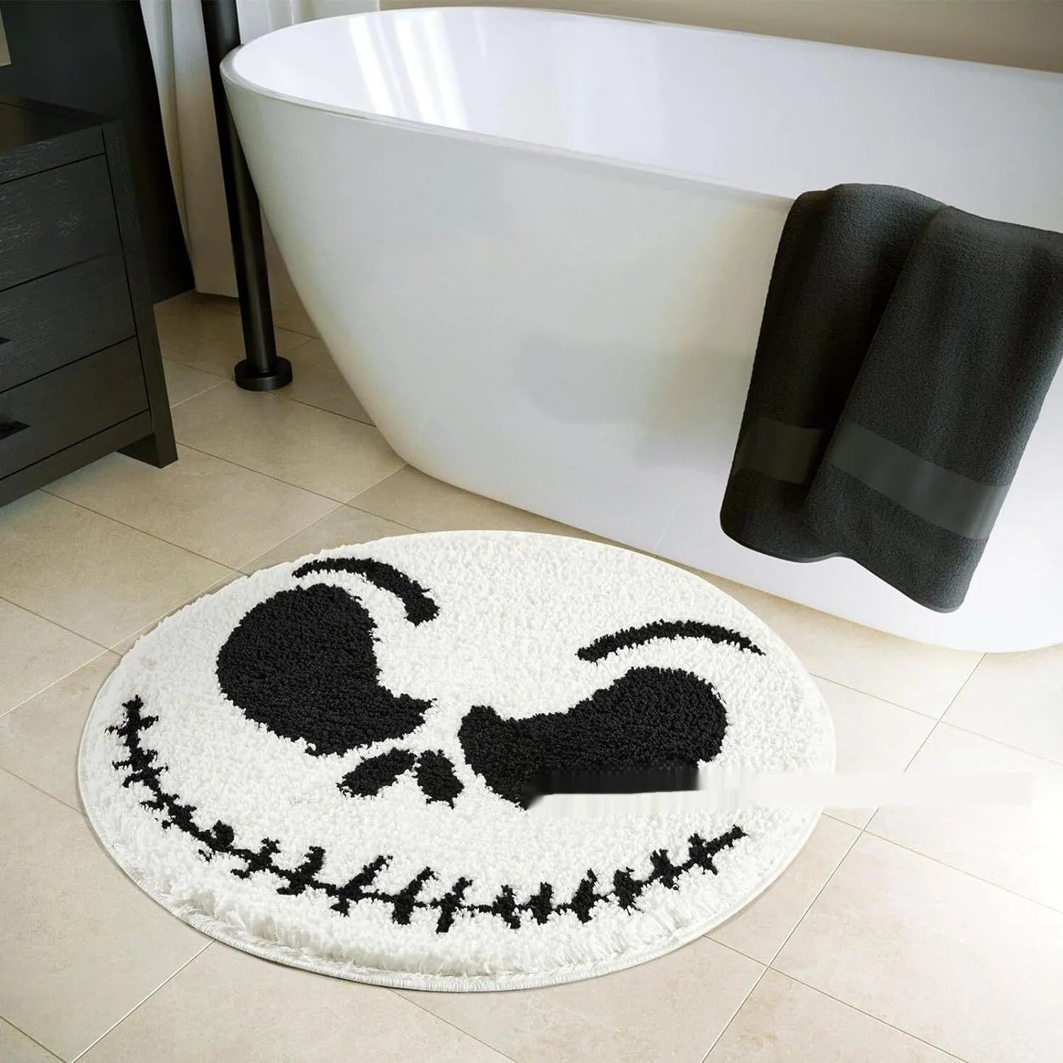 Christmas printed polyester carpet with festive design in square shape on wooden floor