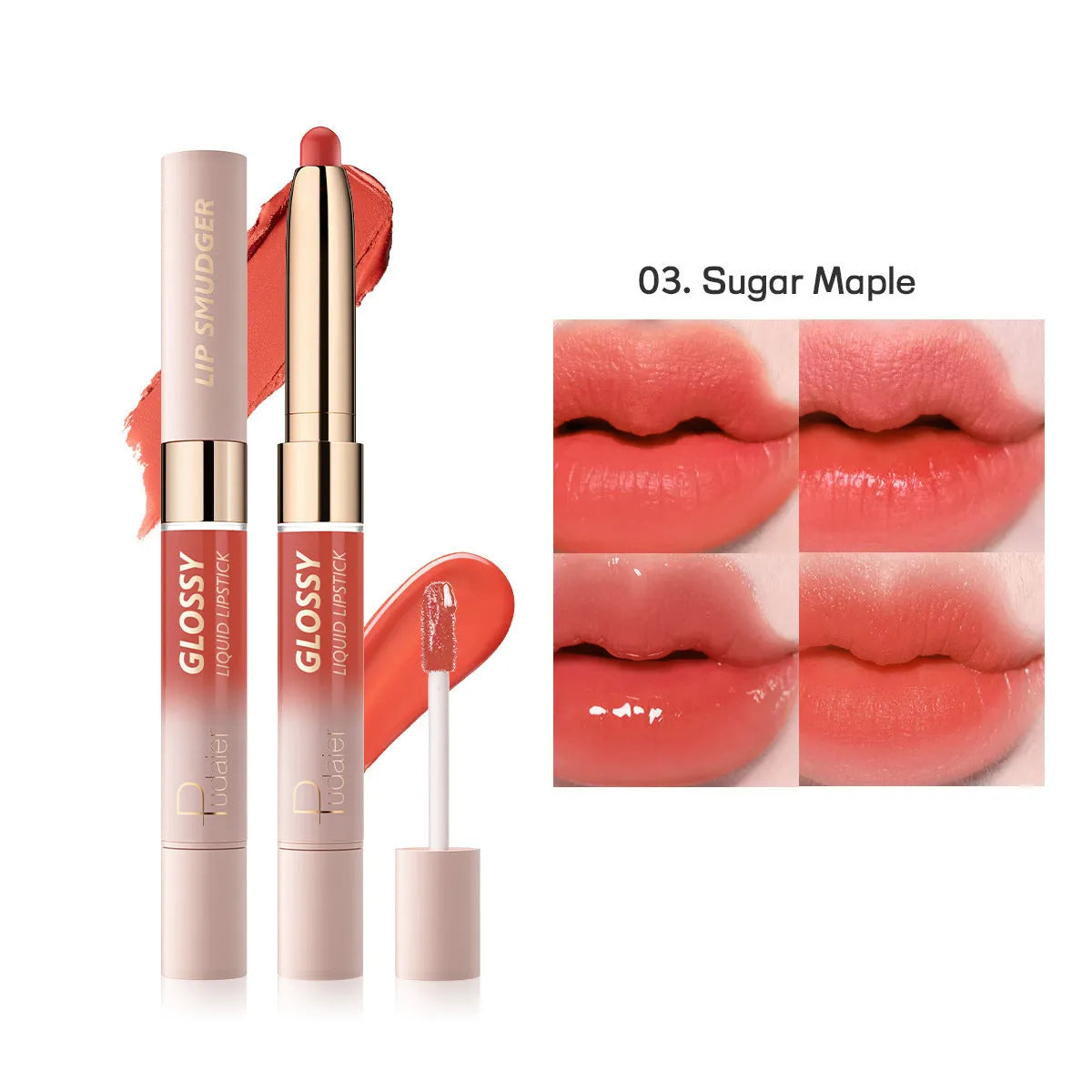 Double-headed lipstick in 10 colours with matte finish and moisturising formula