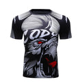 Men's short-sleeved sportswear gym top in colour option 1, style A, front view on model.