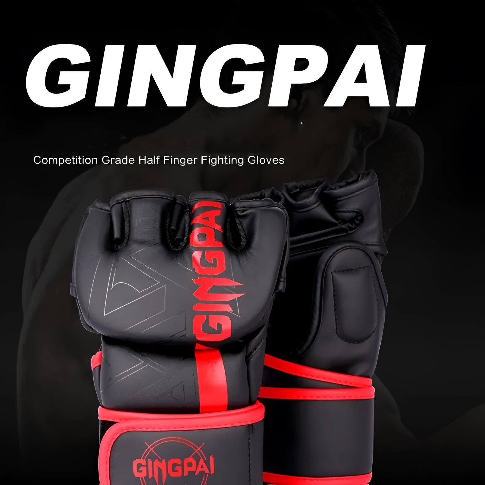 Fight Sanda training gloves for combat sandbag workouts in black and red colour.