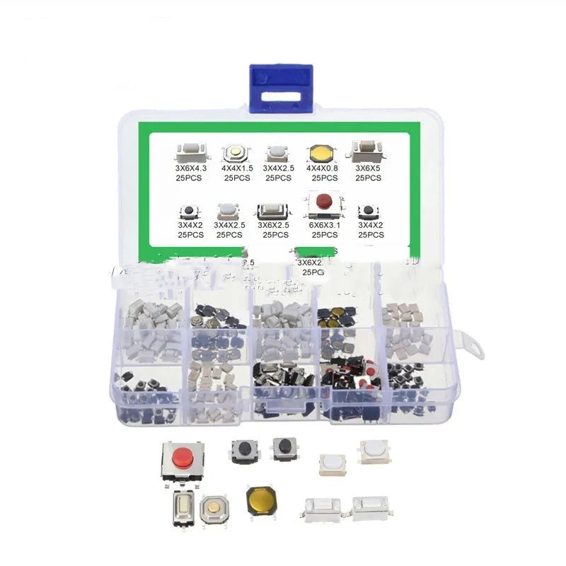 250 piece car patch button touch switch kit in boxed packaging for automotive electrical repairs