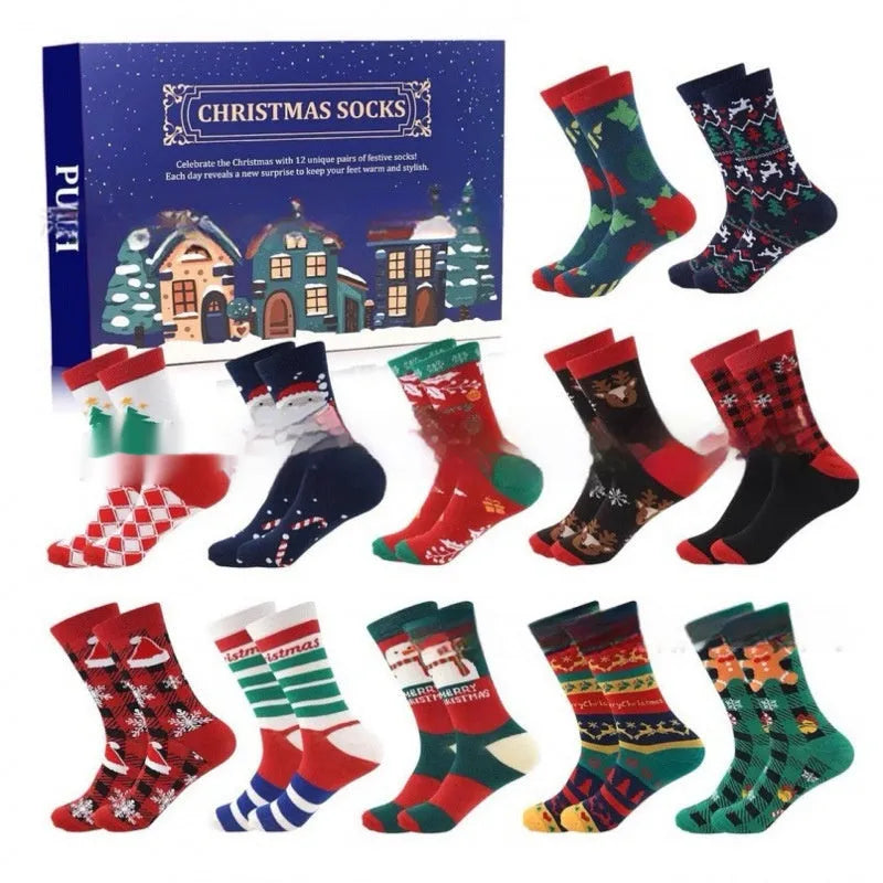 Christmas socks blind box resin ornament in one of seven colour designs for holiday decoration