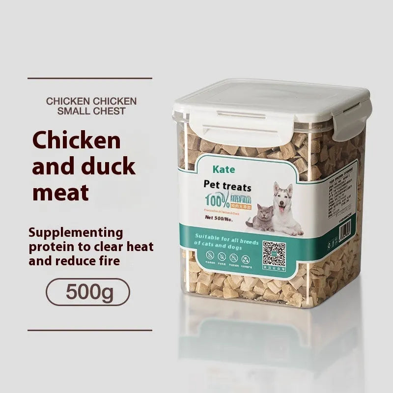 500g bag or can of freeze-dried chicken cat treats, high-grade nuggets without shreds