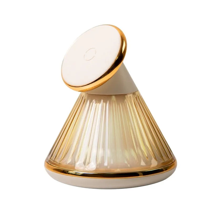 Wireless charging bedside lamp with magnetic charging seat in champagne gold or gun metal colours