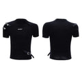 Men's slim fit cotton t-shirt with metal belt detail on stand-up collar in black or white