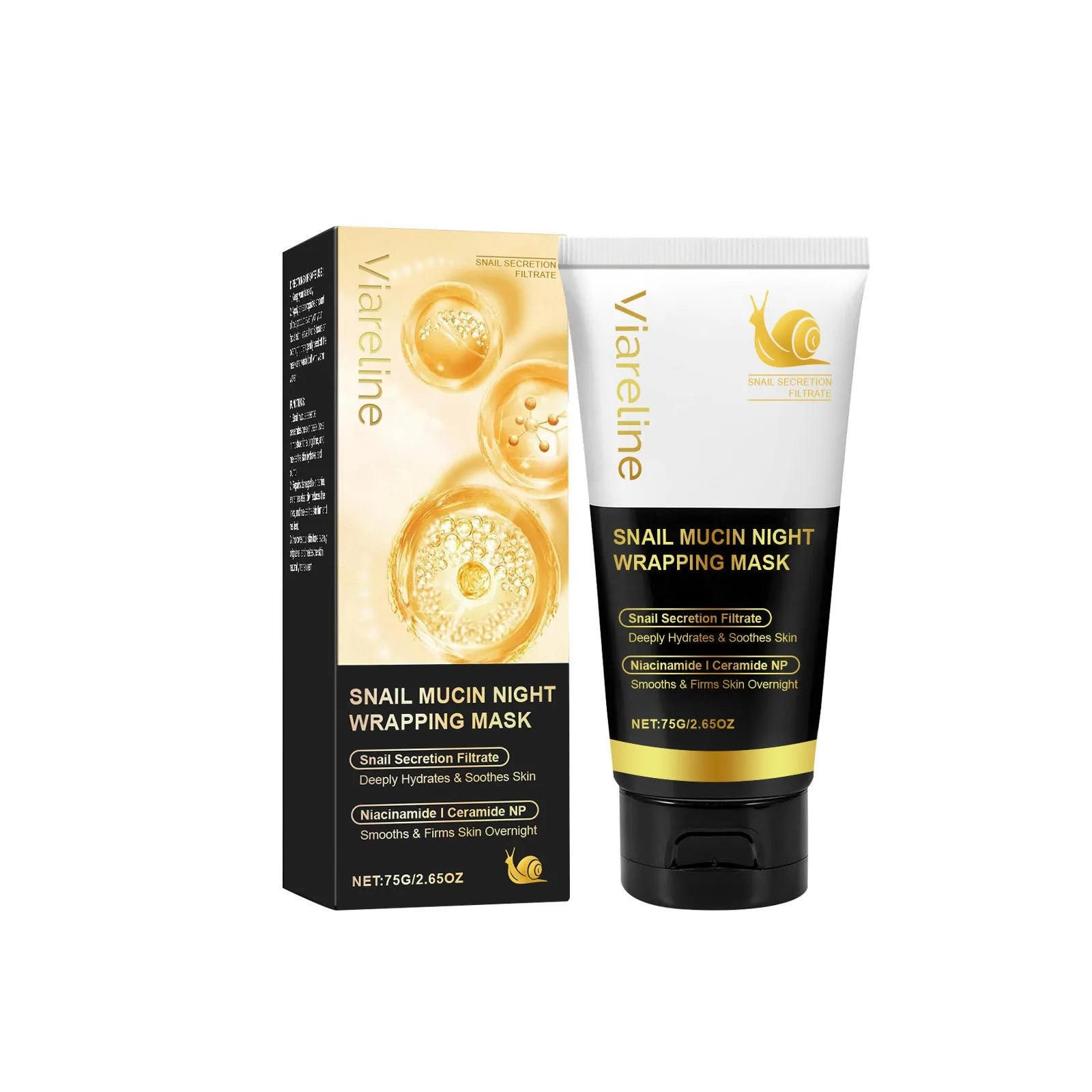 Snail mucus facial mask pack with 75g gel containing collagen and ceramide