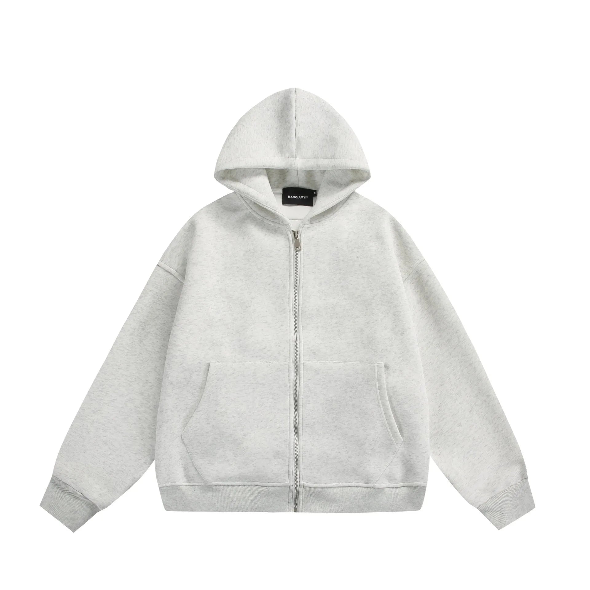 Solid colour loose fit cardigan coat with a back bag detail, shown in black.