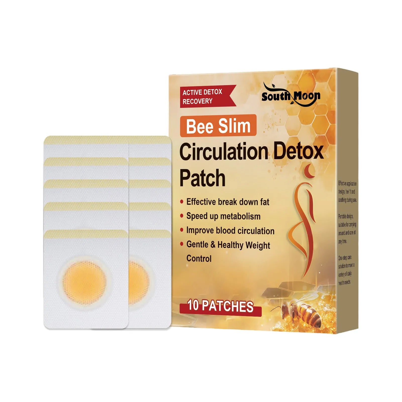 A pack of 10 herbal body shaping navel stickers featuring bee venom and argy wormwood.