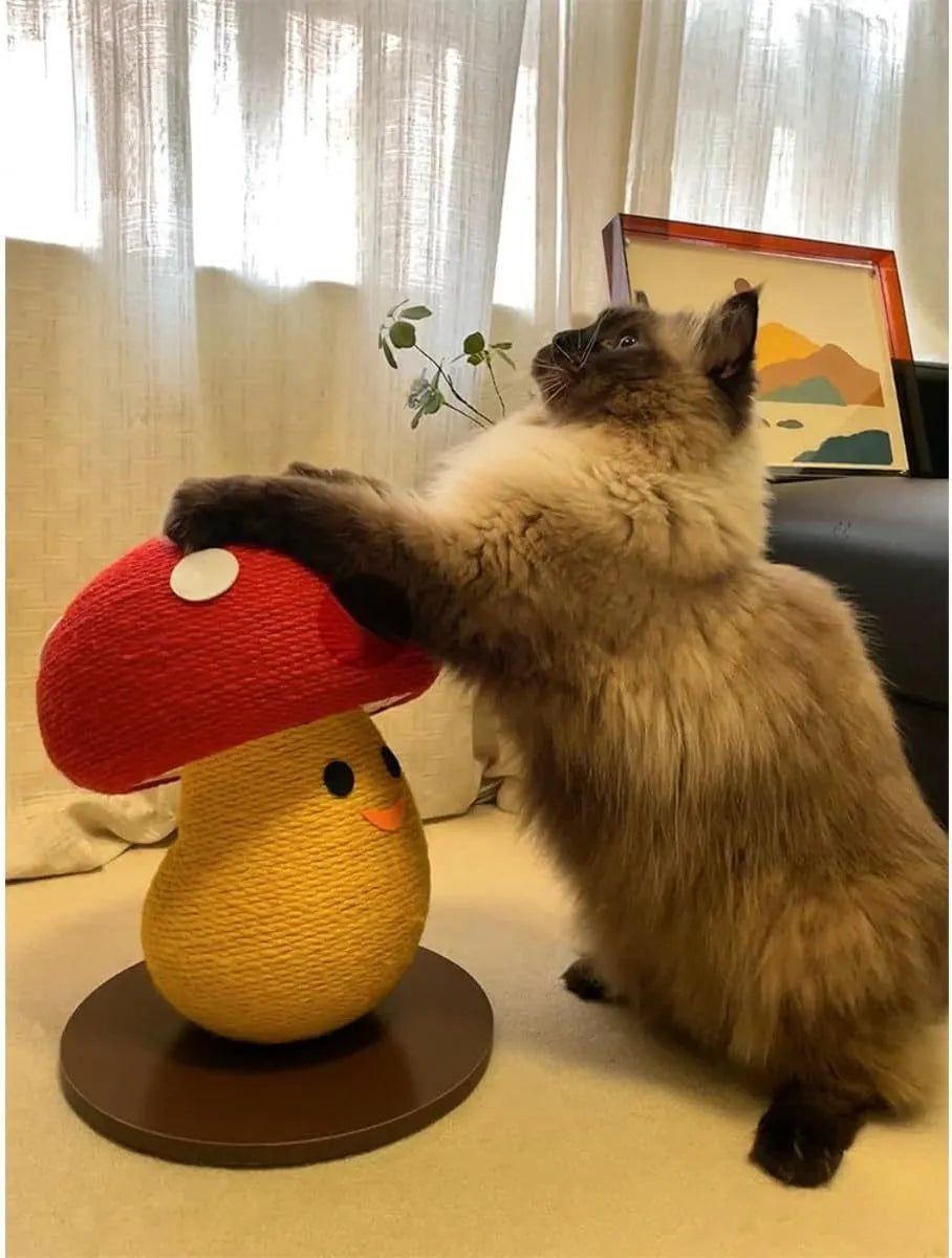 Foldable accordion cat scratcher round mushroom board with cardboard construction