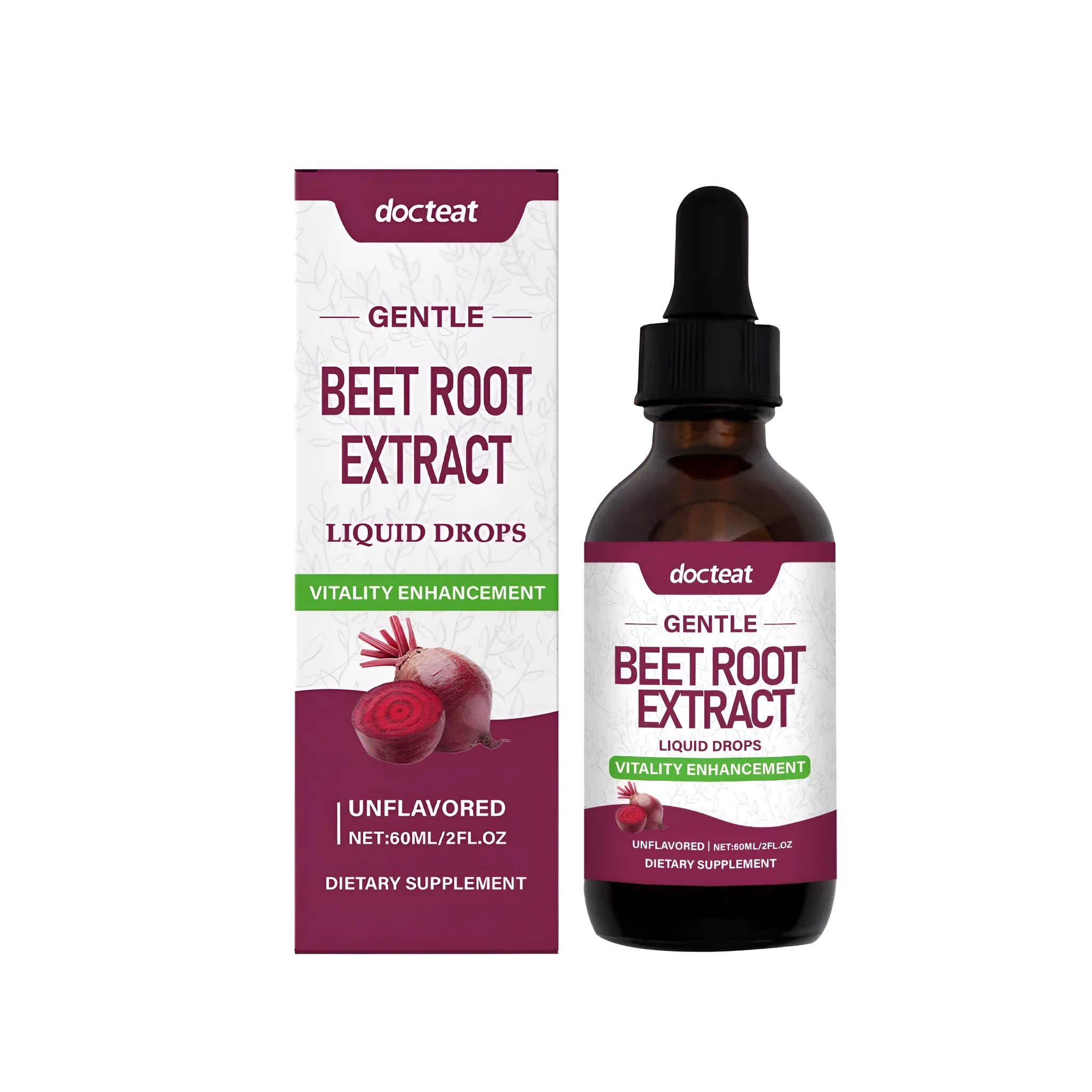60ml bottle of beetroot nutritional drops with dropper cap
