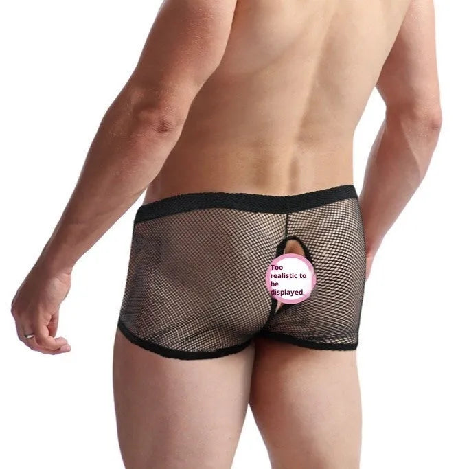 Men's black nylon underwear with average Asian sizing for a smooth fit