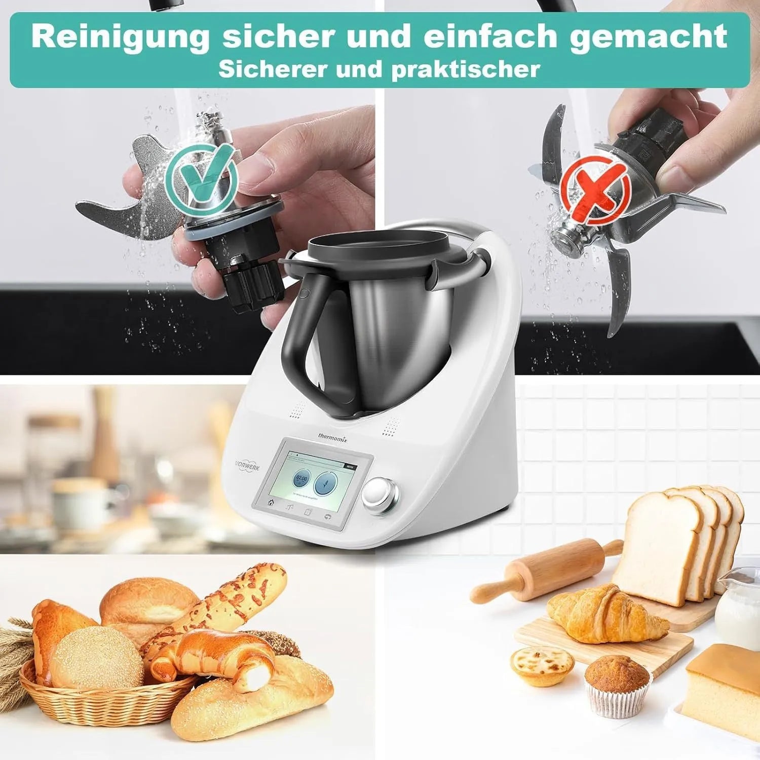 Ceramic dough knife replacement tool for Thermomix TM6 and TM5 food processors