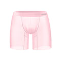 Men's low waist ice silk boxer shorts in solid orange colour, showing knit fabric texture.