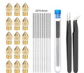 MK8 brass nozzle and stainless steel cleaning pin set for Creality Ender 3 3D printers.