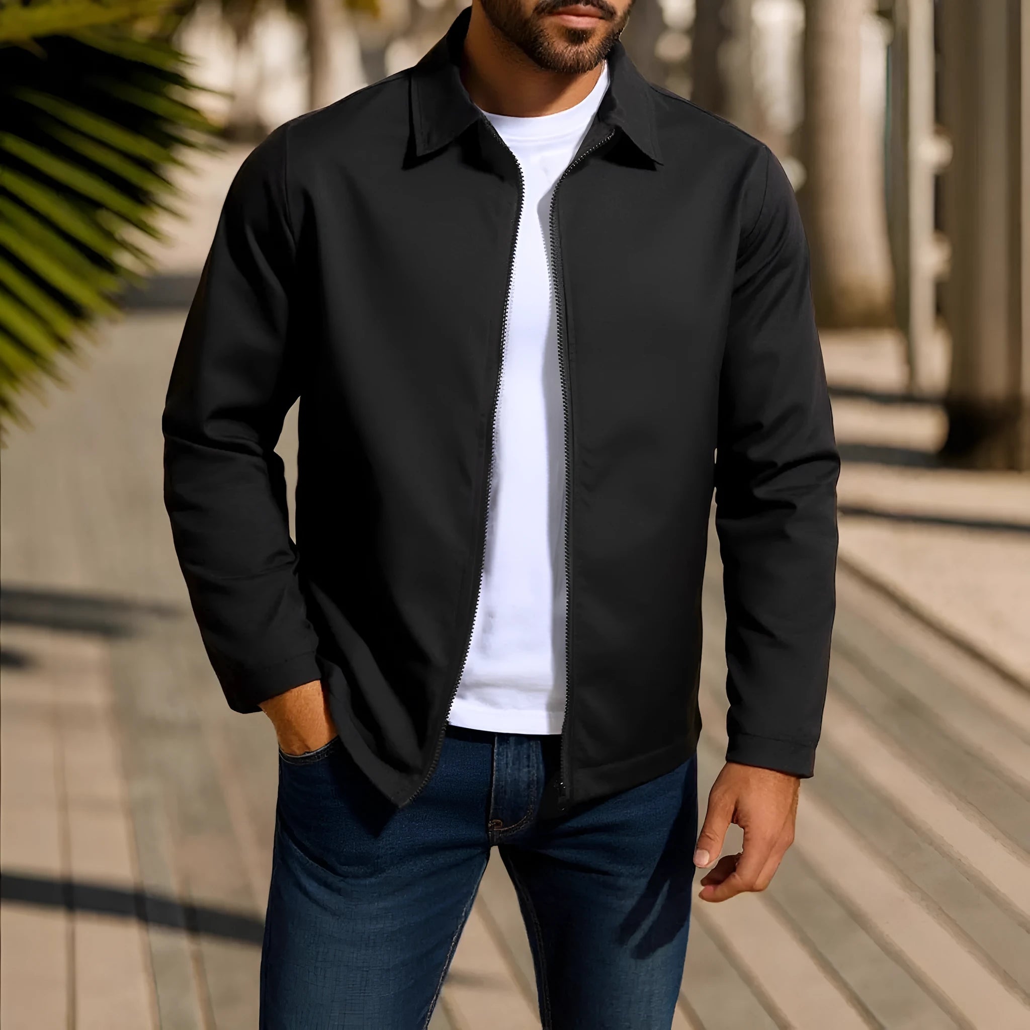Men's zip-front cardigan jacket with raglan sleeves in emerald green.