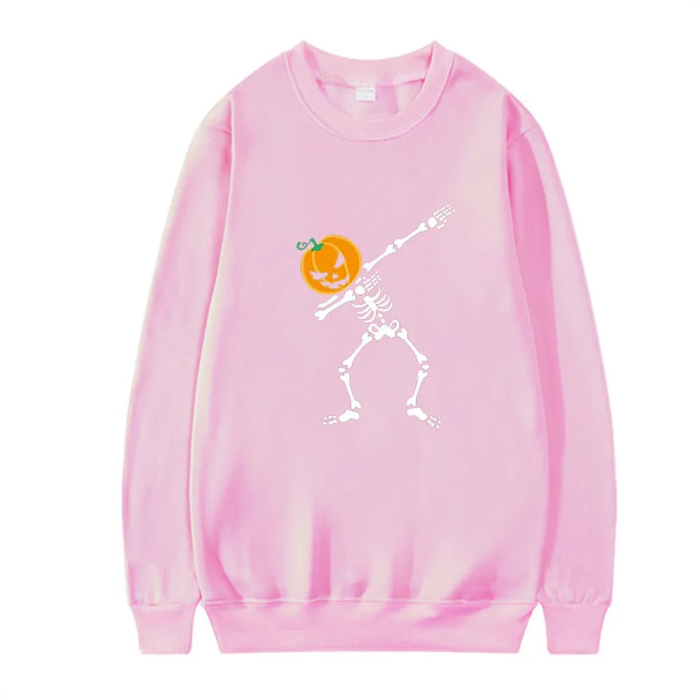 Women's printed cotton crew neck long sleeve top in black, red, yellow, white, or orange red colours