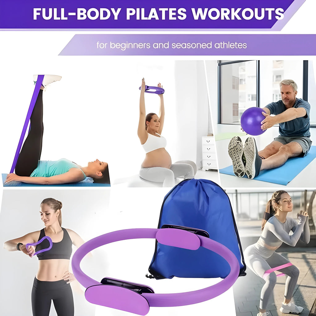 Yoga Pilates Roller 13-piece Set in pink and purple made of PP material for muscle recovery