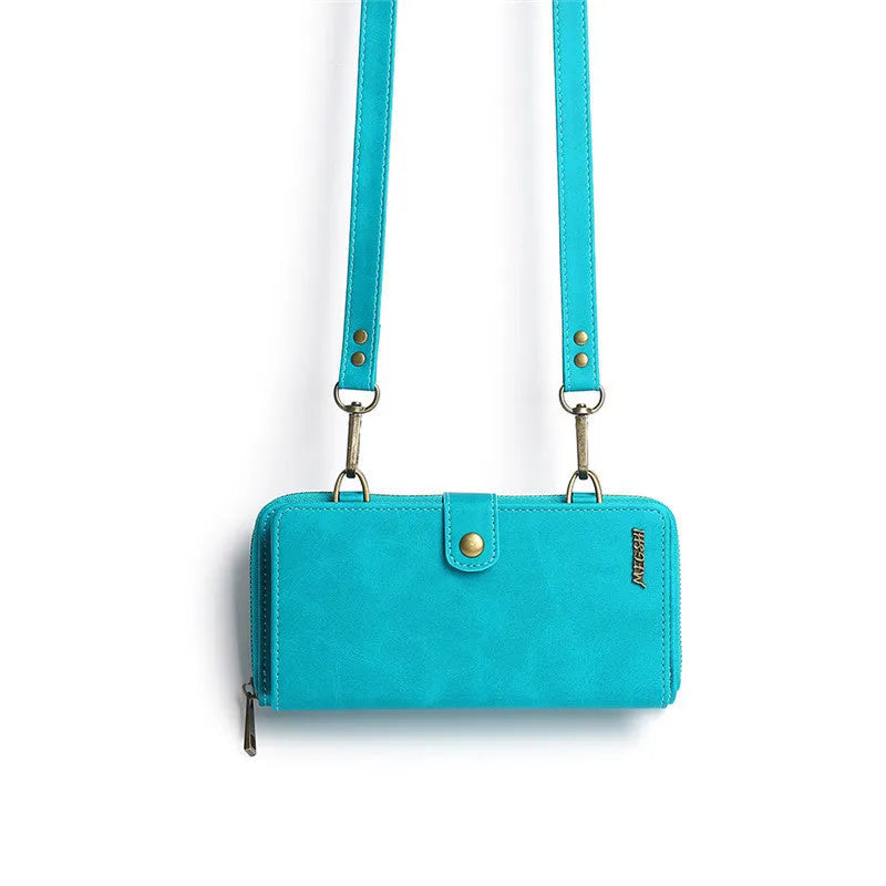 Detachable leather wallet phone case in black, shown fitted on an iPhone 12 Pro Max.