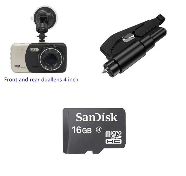 4 inch L55 dual lens dash cam with reversing image and night vision in black