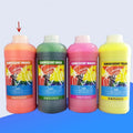 Fluorescent sublimation ink bottles in red, yellow, orange and green colours for heat transfer printing