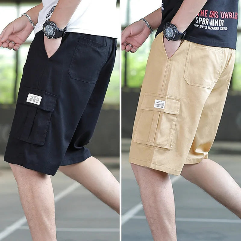Man modelling loose fit khaki casual trousers with a giraffe pattern gradient detail.