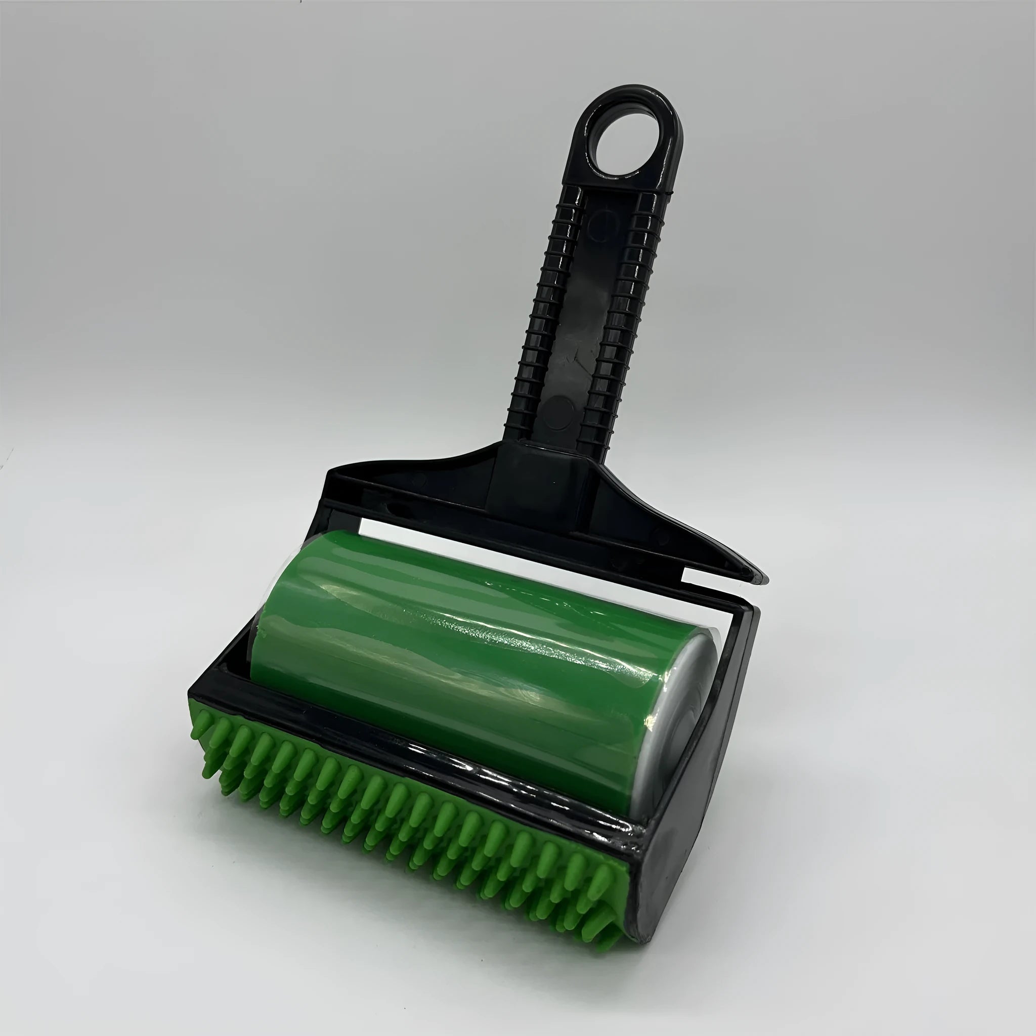 Portable washable hair remover with green and yellow adhesive rollers for pet hair and lint
