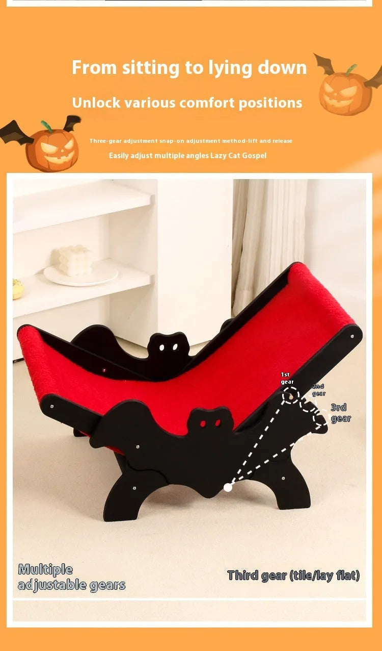 Black and red Halloween themed wooden cat recliner bed MW-054