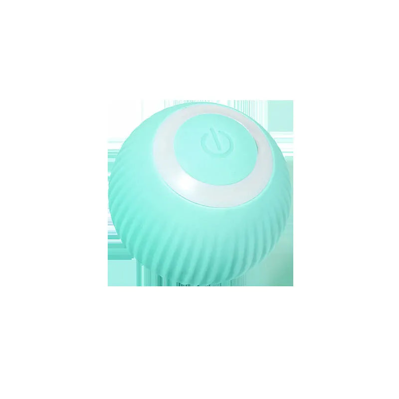 Green automatic rotating ball cat toy with 43mm diameter for claw control and intelligent obstacle avoidance