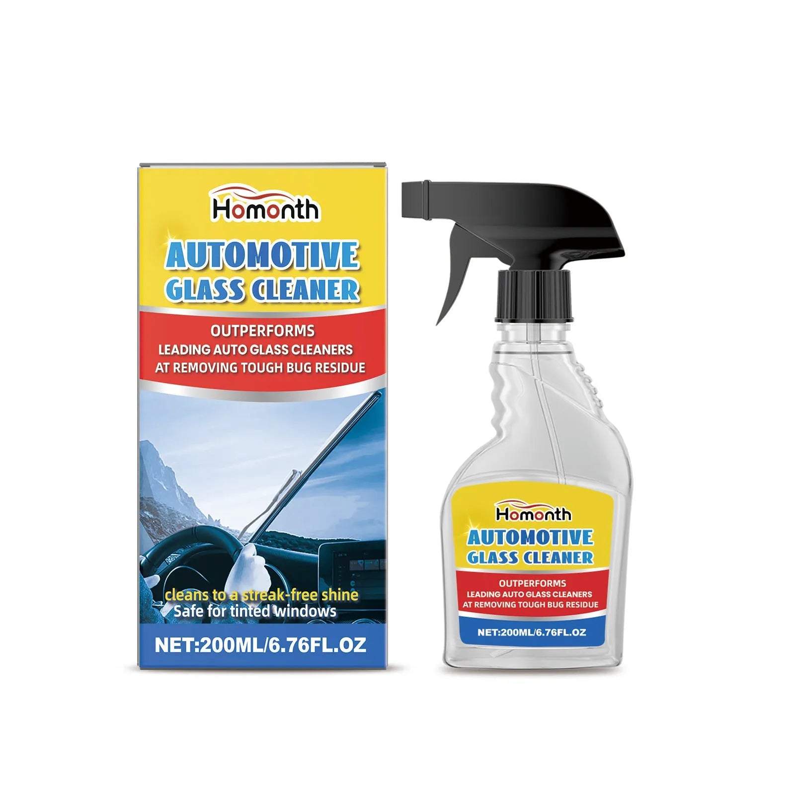 200ml car glass cleaner spray bottle with rainproof and fogproof label