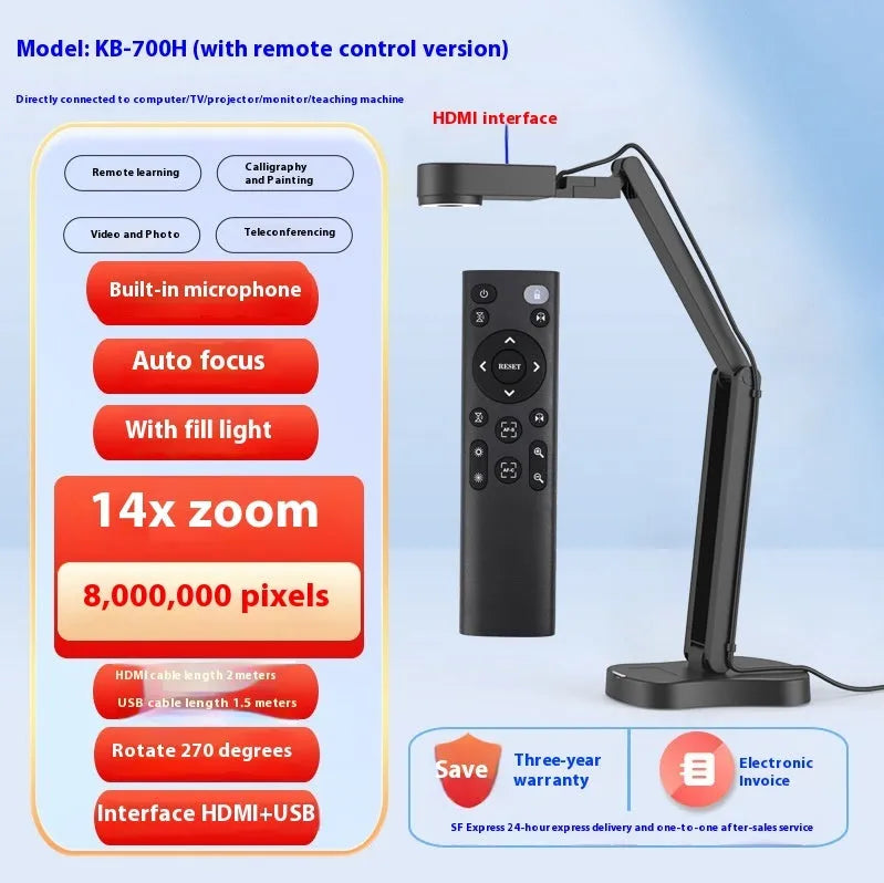 Computer webcam with microphone showing USB cable connection and compact design