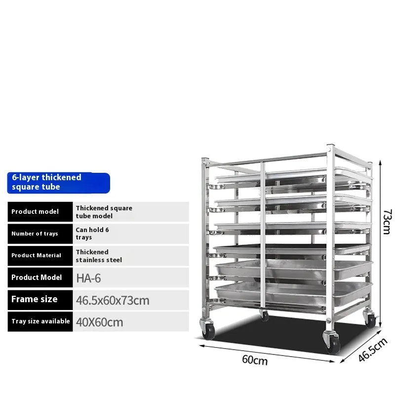 Stainless steel six-layer cake and bread cooling rack with 40x60cm frame
