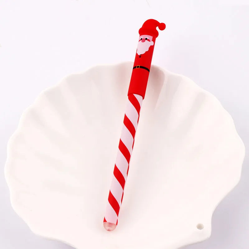 Set of 4 Christmas-themed erasable gel pens with 0.5mm fine tip in red, black, green, and blue