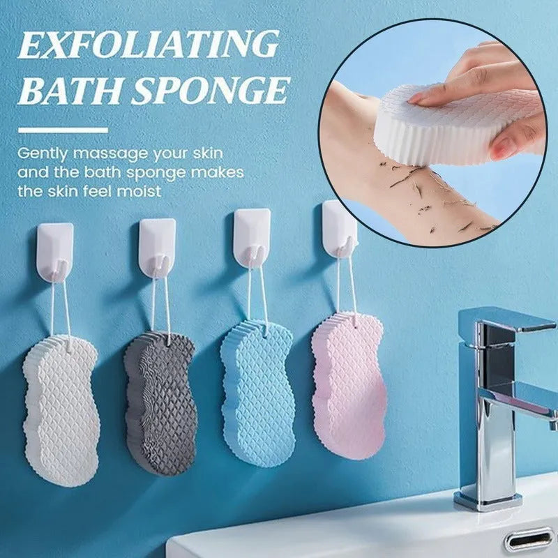 White 3D fish scale pattern bath sponge ball for gentle body exfoliation in the shower.