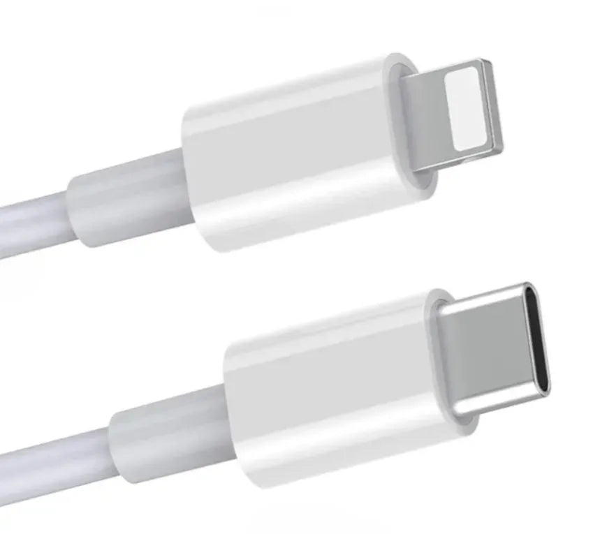 White 20W UK plug USB-C fast charger with a coiled Type-C charging cable.