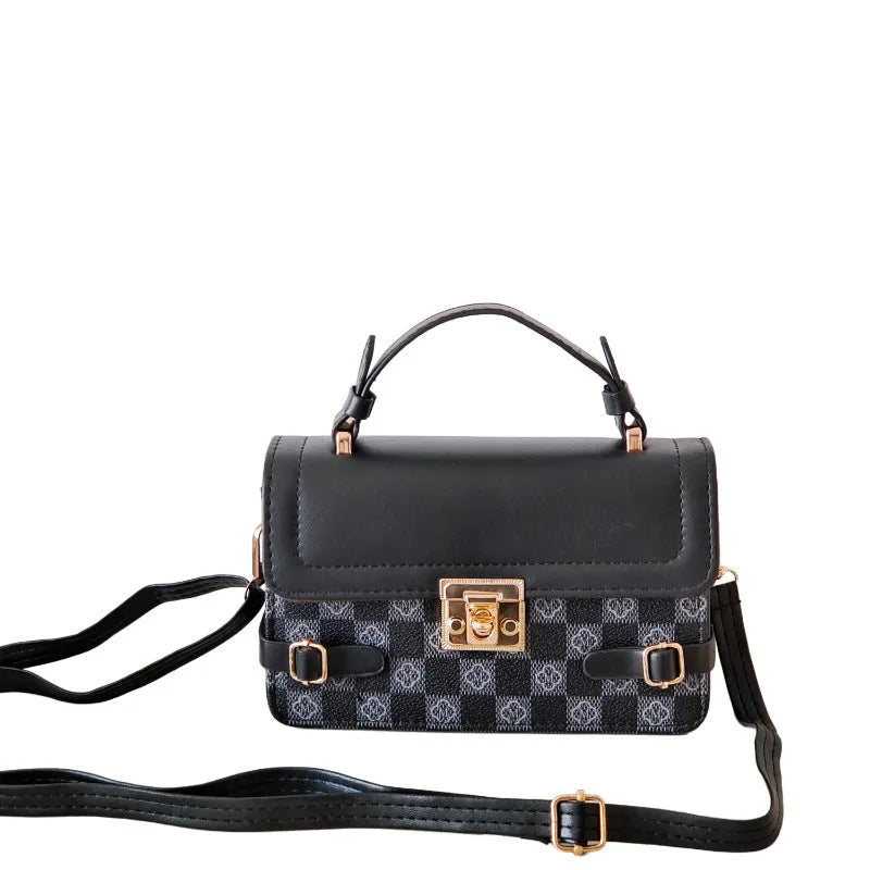 Small square retro crossbody bag with floral and rhombus pattern in a choice of colours.