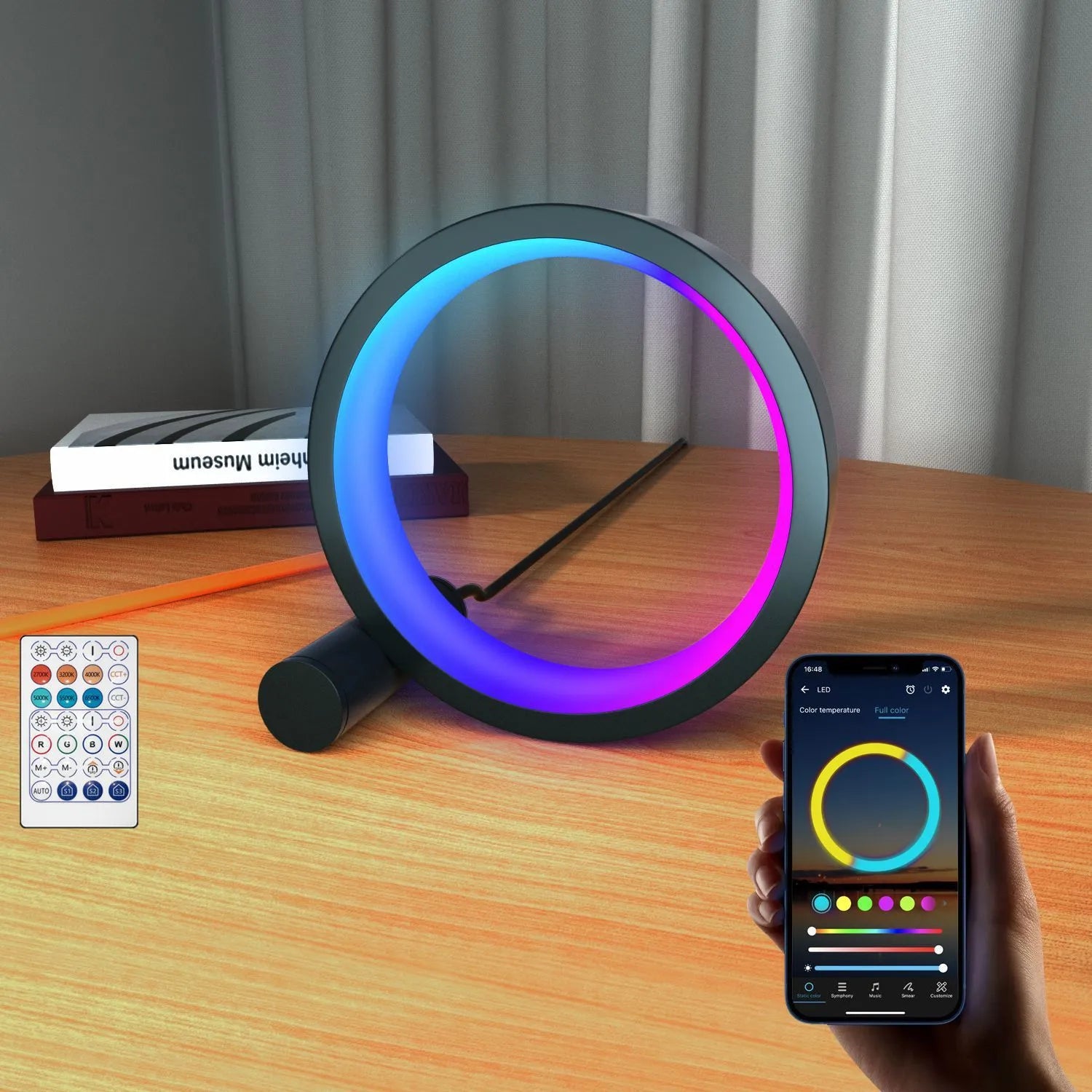 Aluminium alloy smart LED night light with music rhythm induction in 6-inch or 10-inch sizes