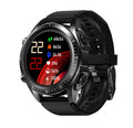 Black smart watch with stainless steel case, round dial, and separate smart bracelet call functionality