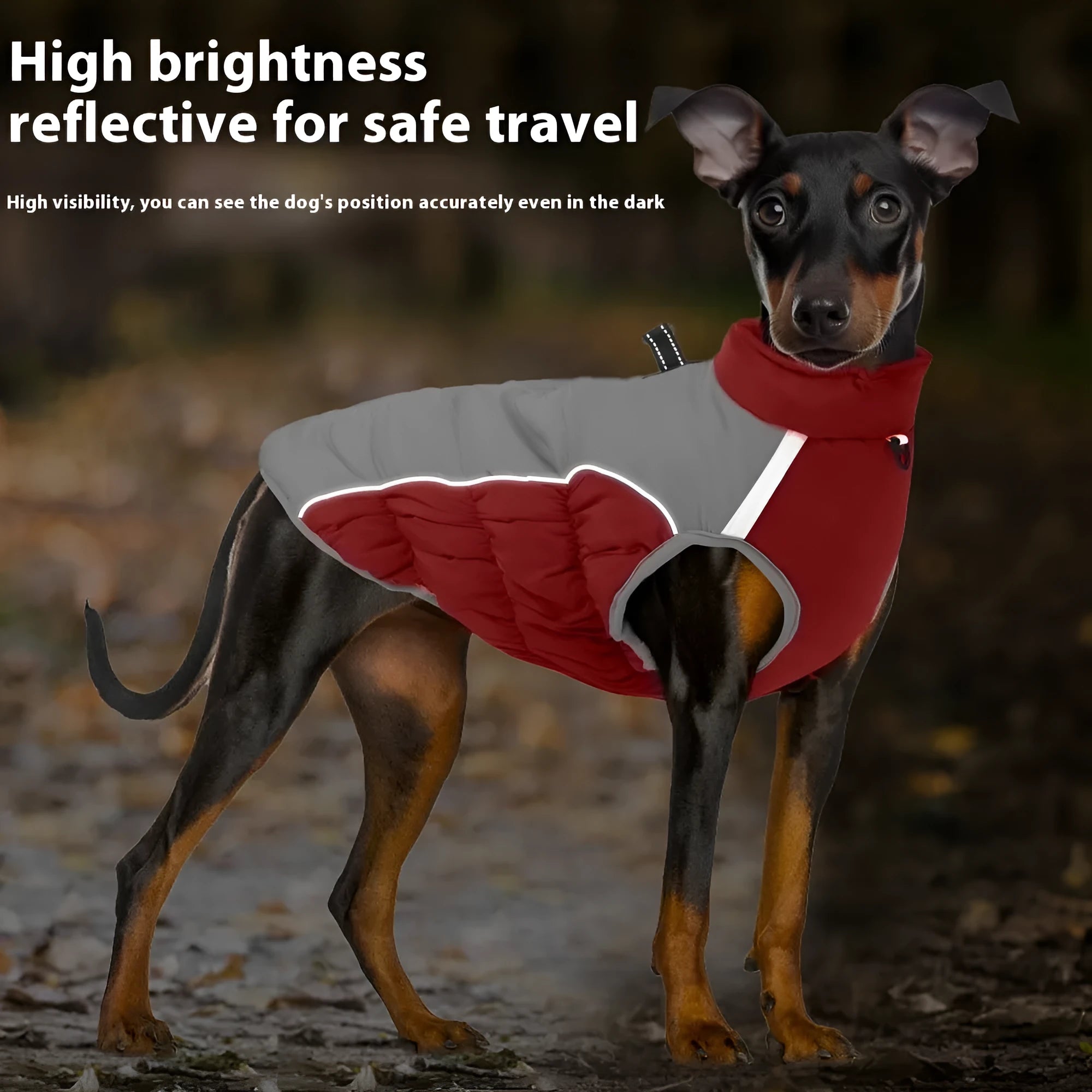 Cotton windproof dog winter coat in black blue red navy blue colours sizes XL 2XL 3XL 4XL 5XL 6XL