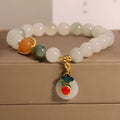 Women's jade crystal bracelet with ice jade colour, xiangyun patterns and pearl decorative elements